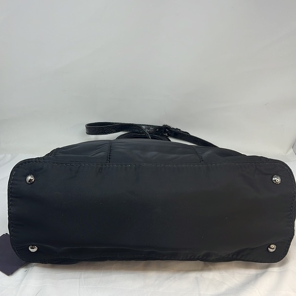 PRADA BLACK NYLON JACQUARD CROCODILE TRIM LARGE SHOPPING SHOULDER BAG - Picture 7 of 16